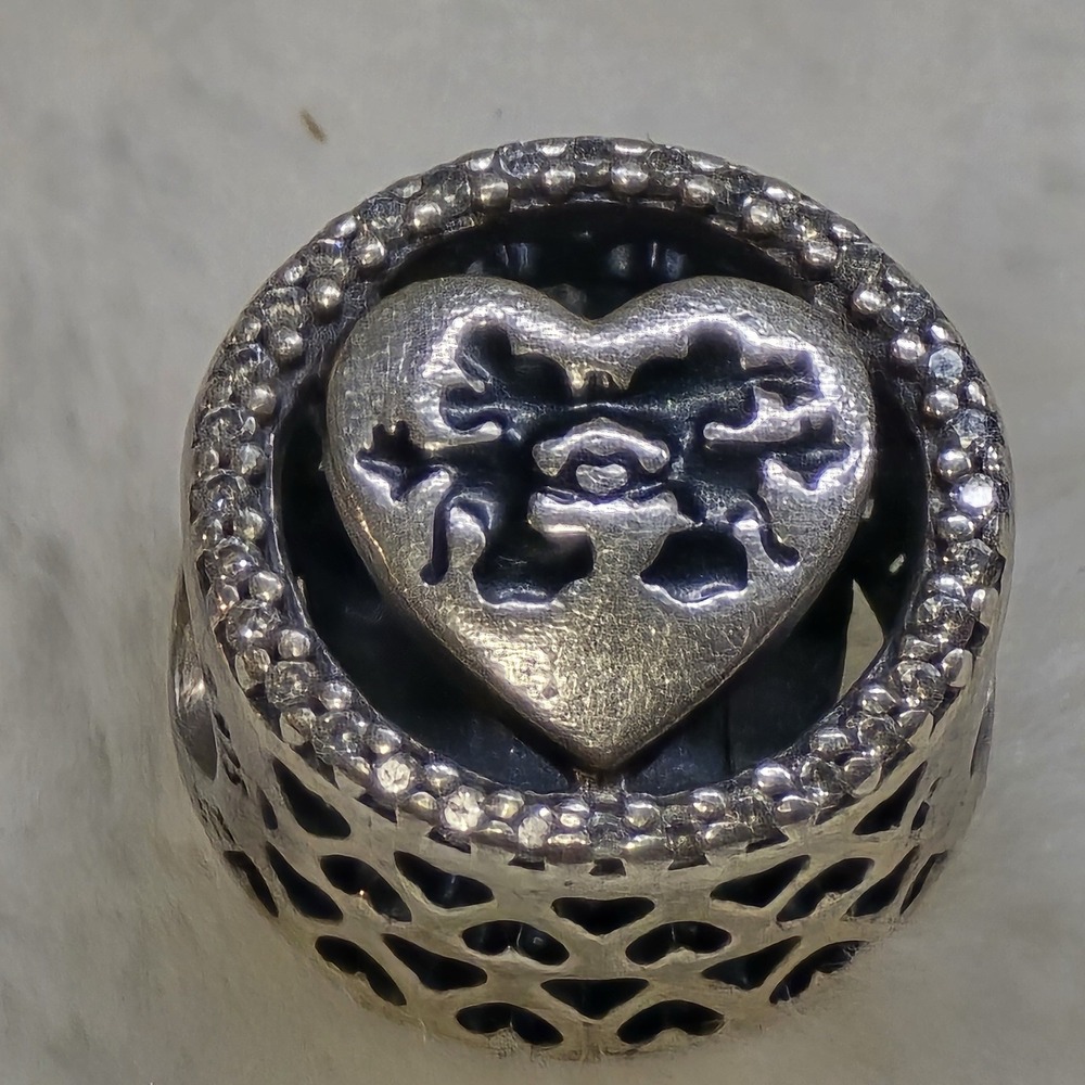 Pandora Disney Charm Womens OS Silver Mickey Minnie Silhouette Heart 791463CZ